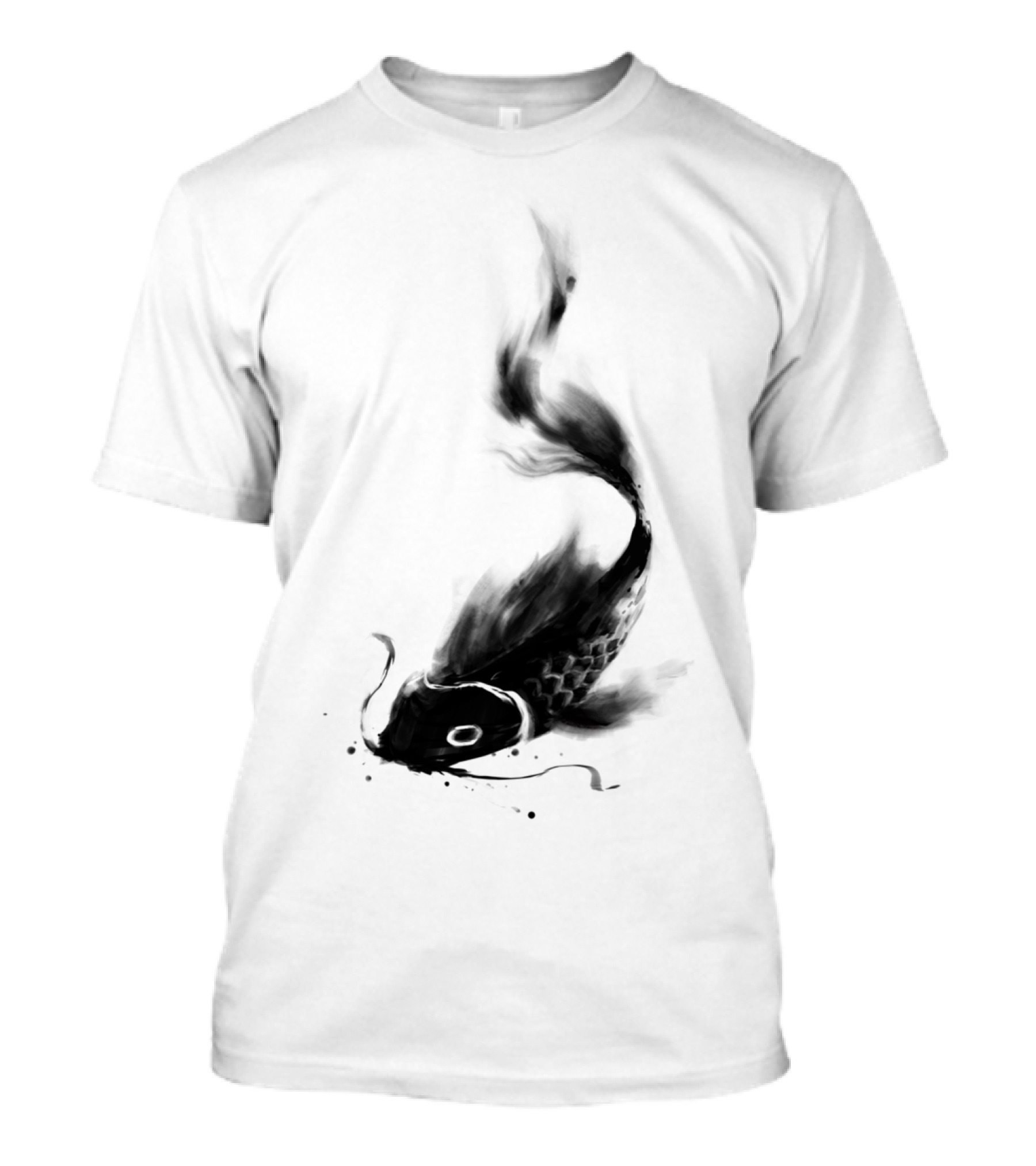 Koi Fish Watercolor Wash With Flowing Ink Effect T-Shirt