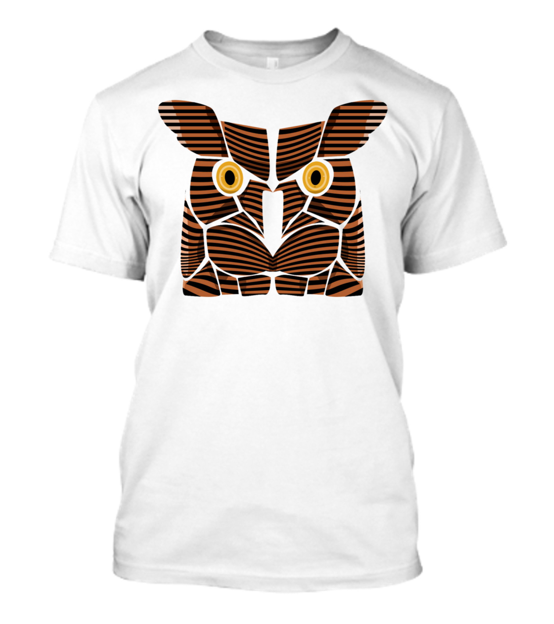 Owl Face Line Striped Abstract Pattern Optical Illusion T-Shirt