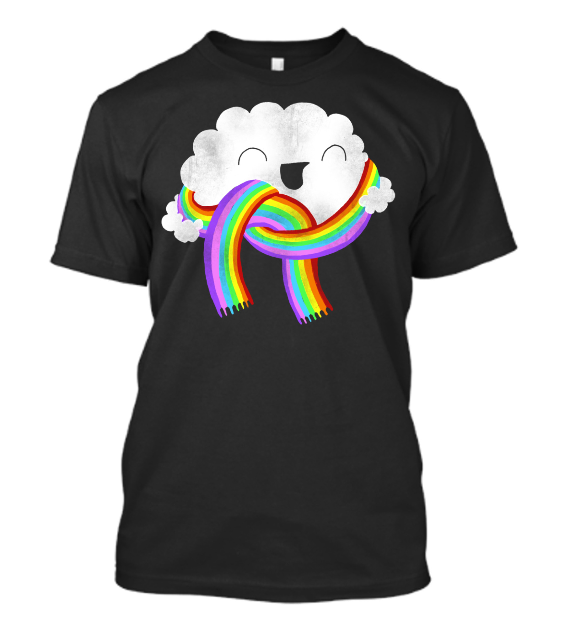 Mr Clouds Rainbow Scarf Joyful Expression T-Shirt