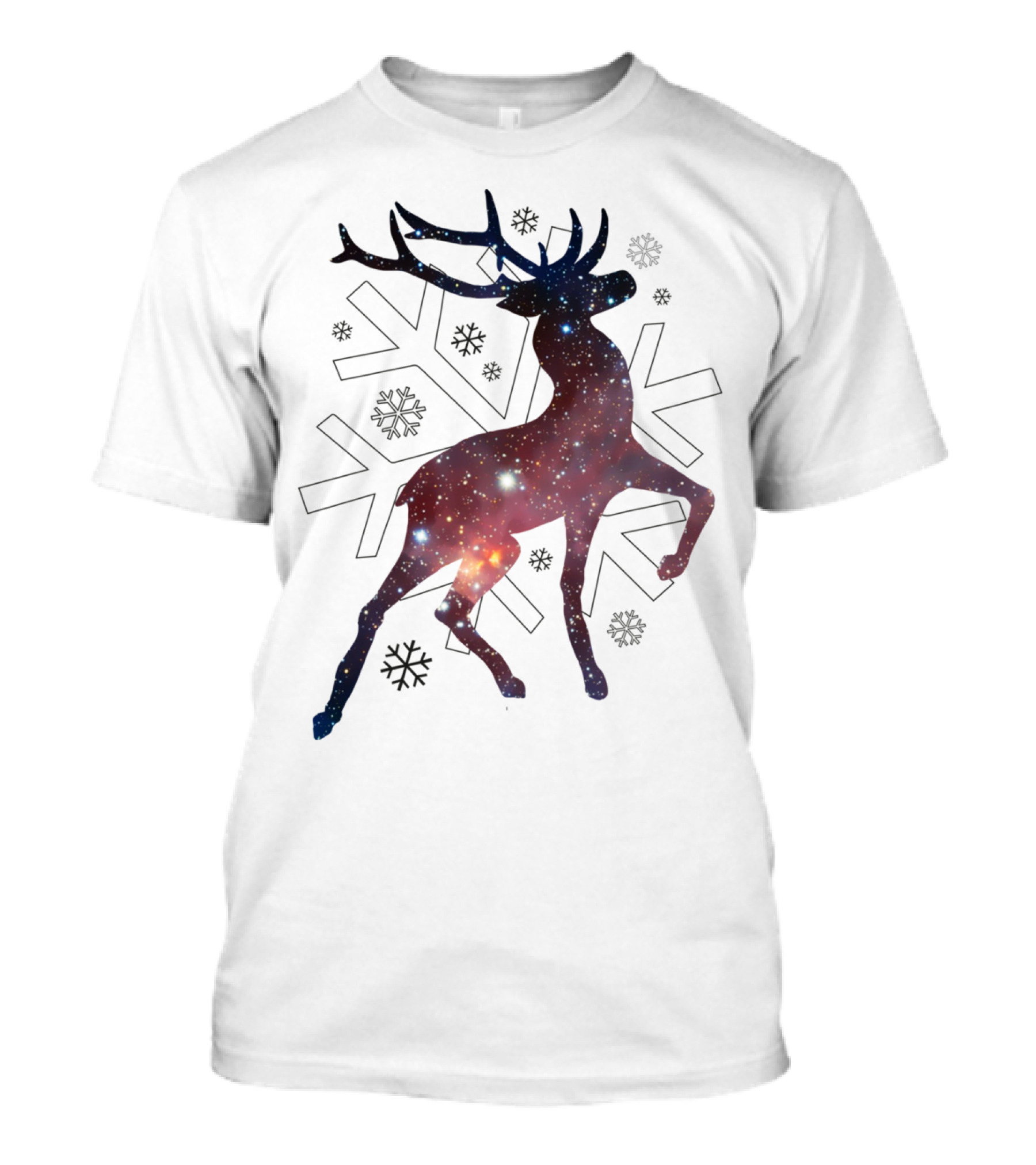 Cosmic Reindeer Winter Wonderland Galaxy Stars T-Shirt