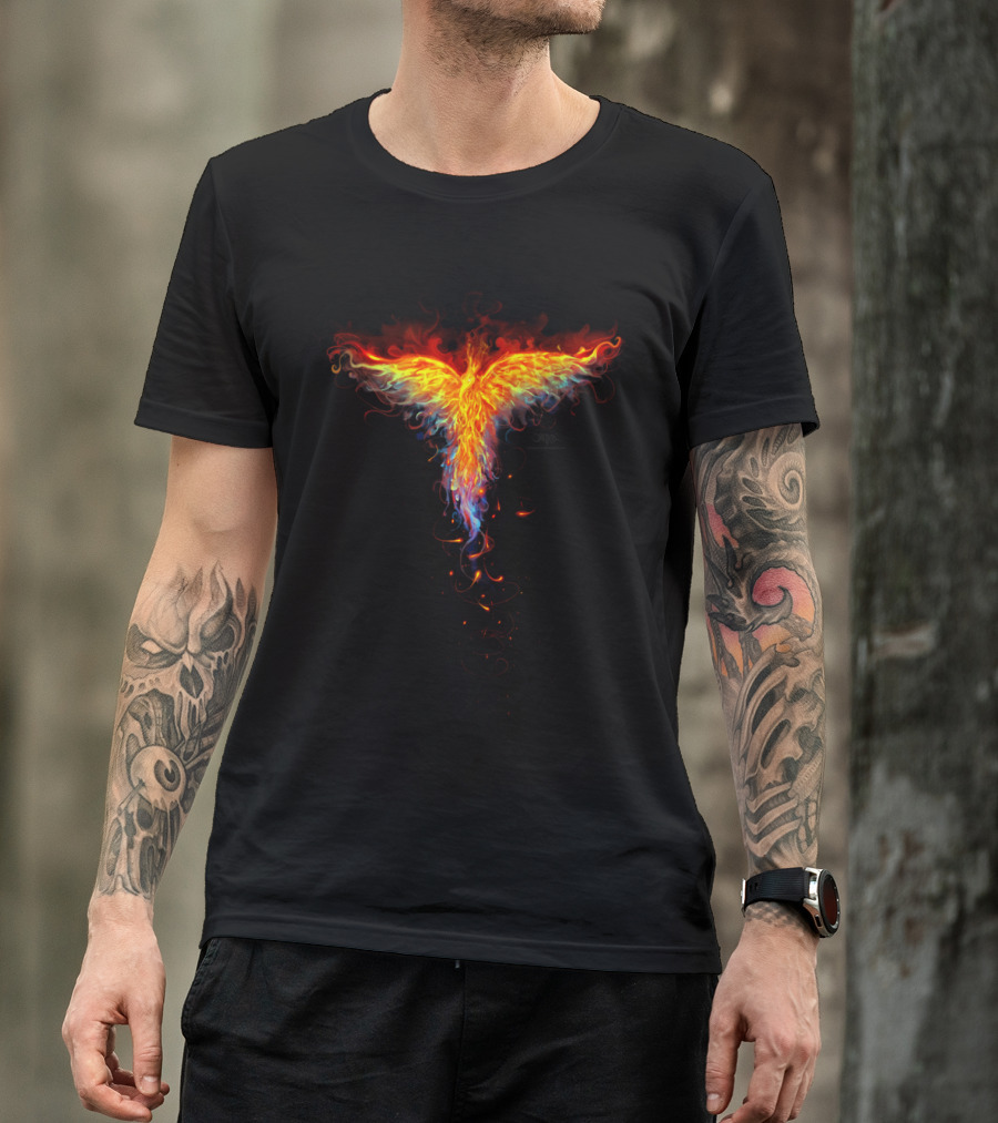 Fire Phoenix Fiery Bird Symbol In Flames T-Shirt