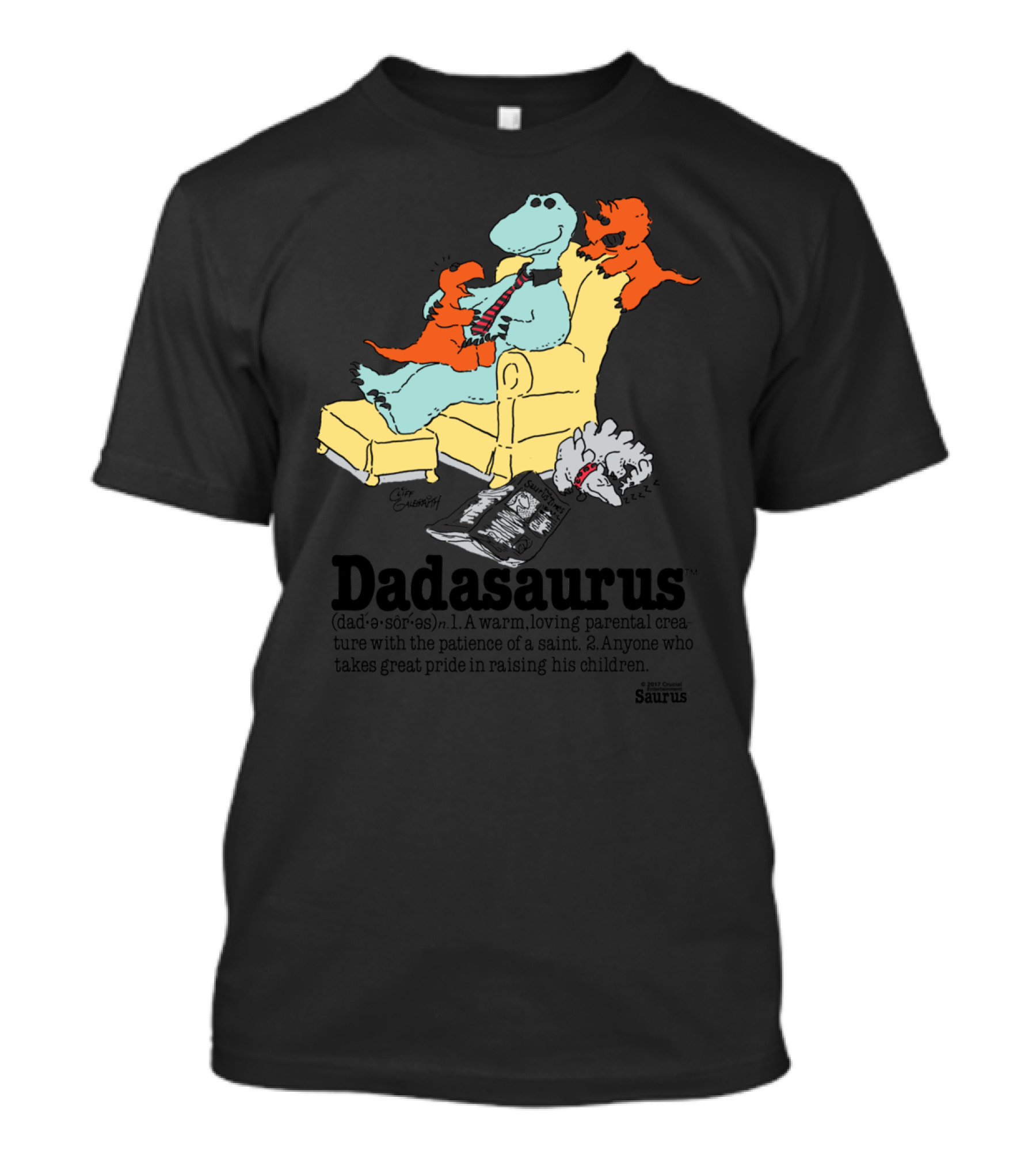 Dadasaurus Dinosaur Parenting Definition Warm Loving Parental Creature Patience Saint Raising Children T-Shirt