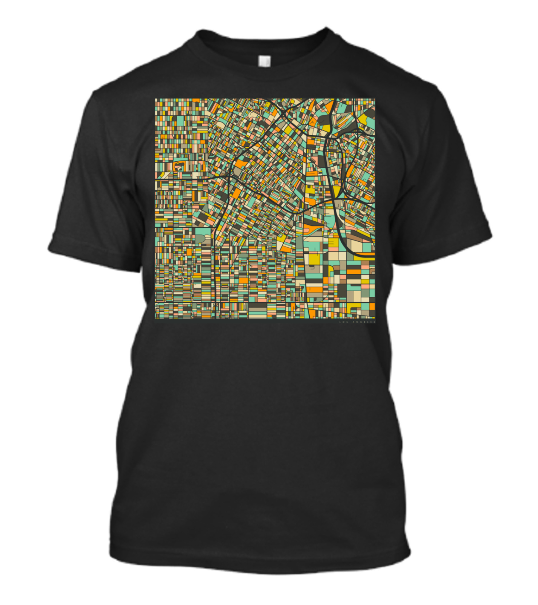 LOS ANGELES COLORFUL STREET MAP T-Shirt