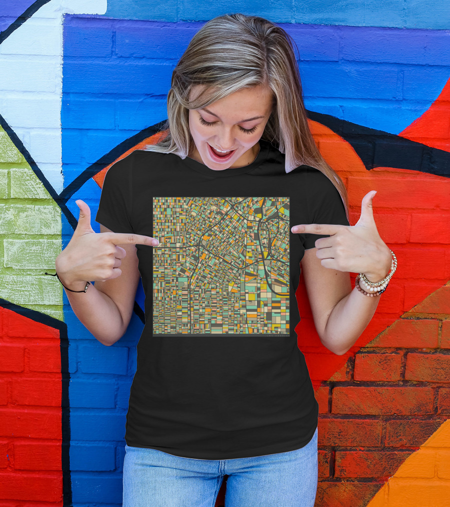 LOS ANGELES COLORFUL STREET MAP T-Shirt