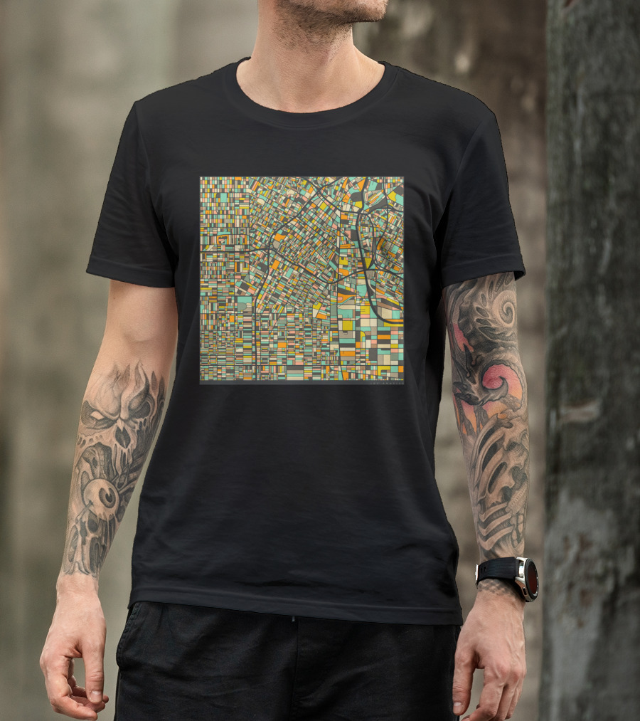 LOS ANGELES COLORFUL STREET MAP T-Shirt