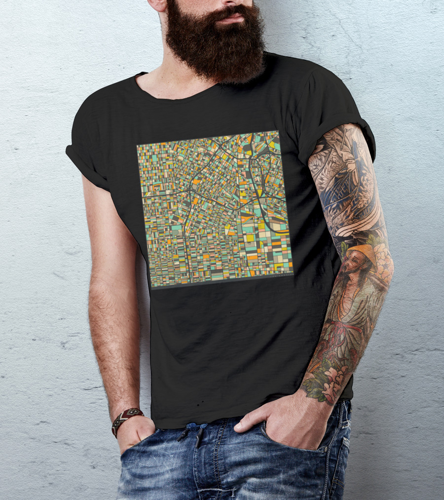 LOS ANGELES COLORFUL STREET MAP T-Shirt