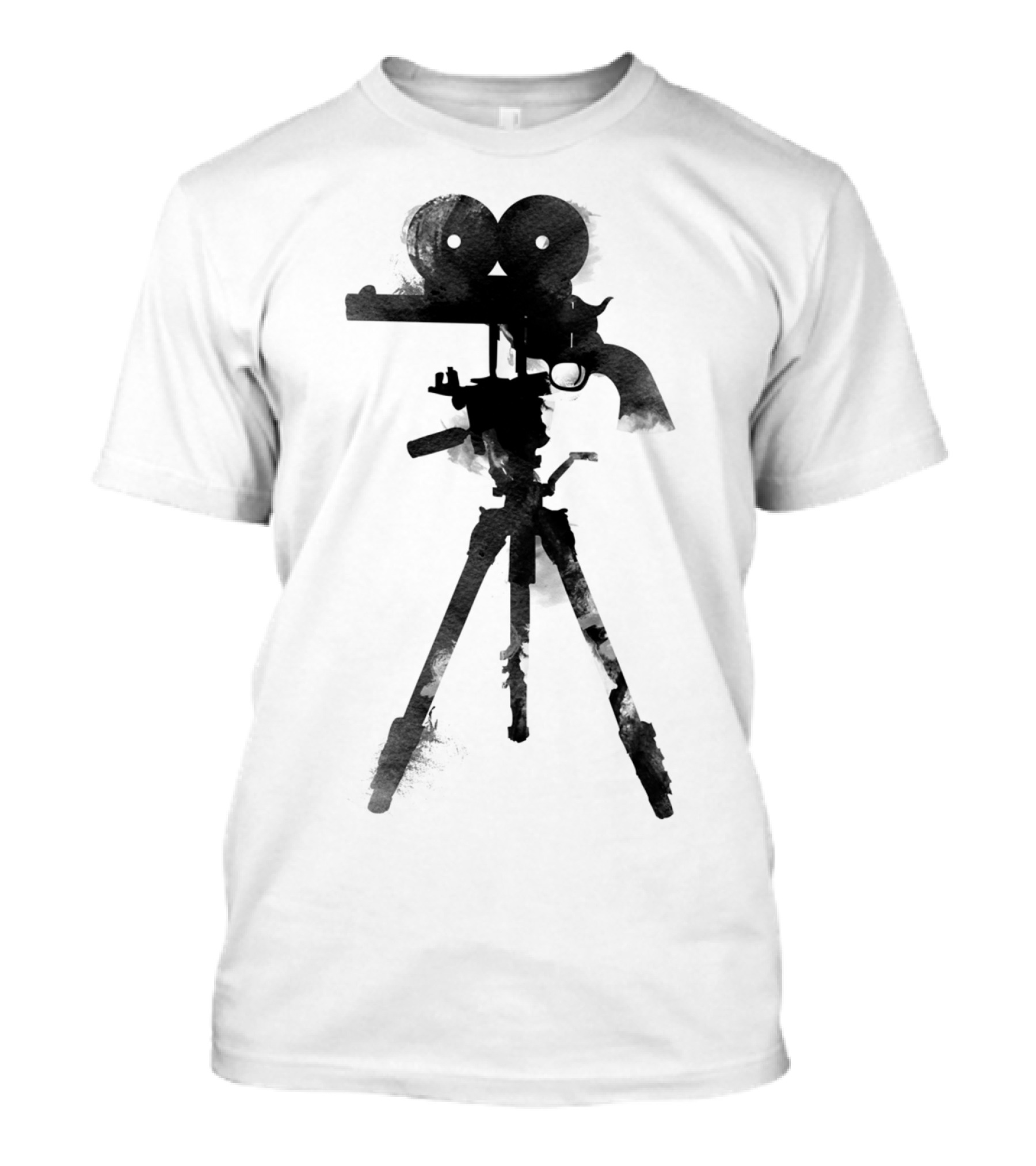 Film Camera Revolver Tripod Silhouette Shoot T-Shirt