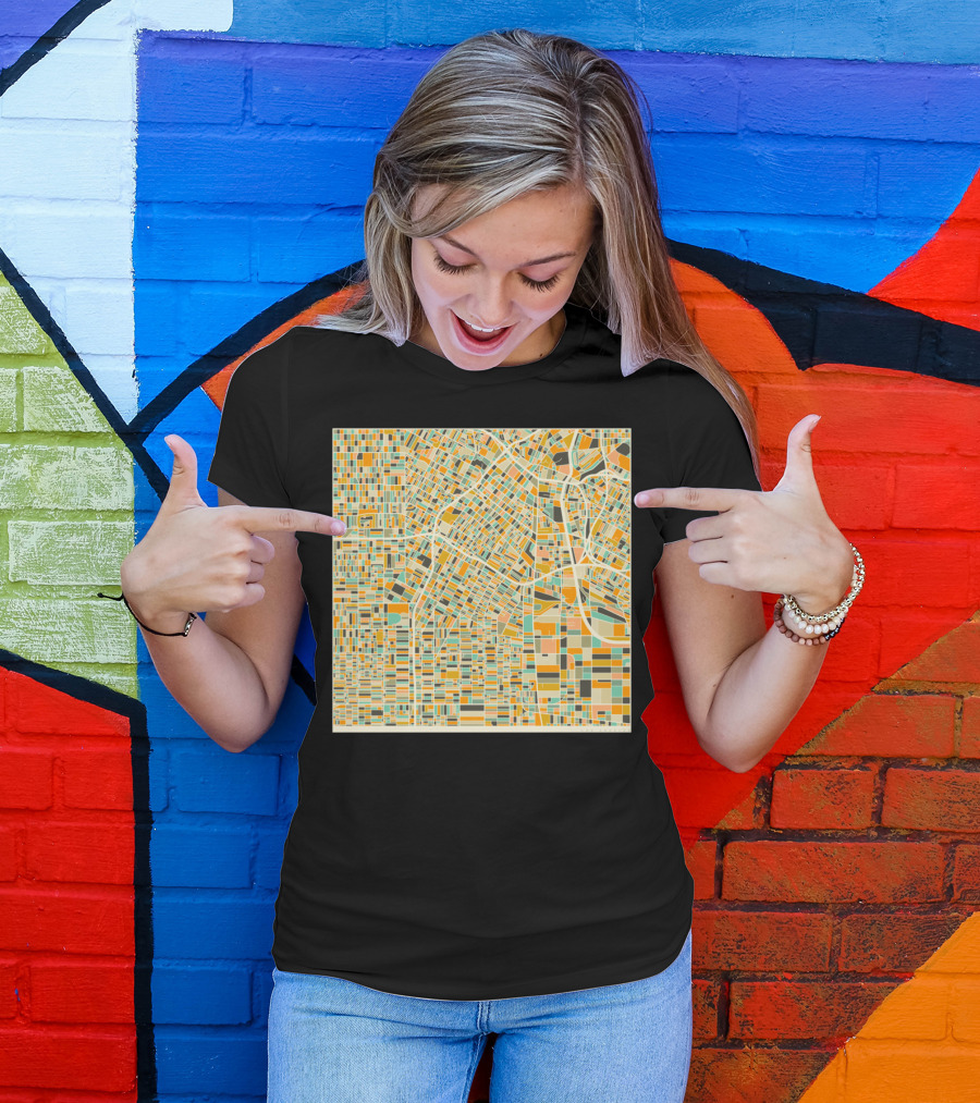 Los Angeles Abstract Geometric Map T-Shirt