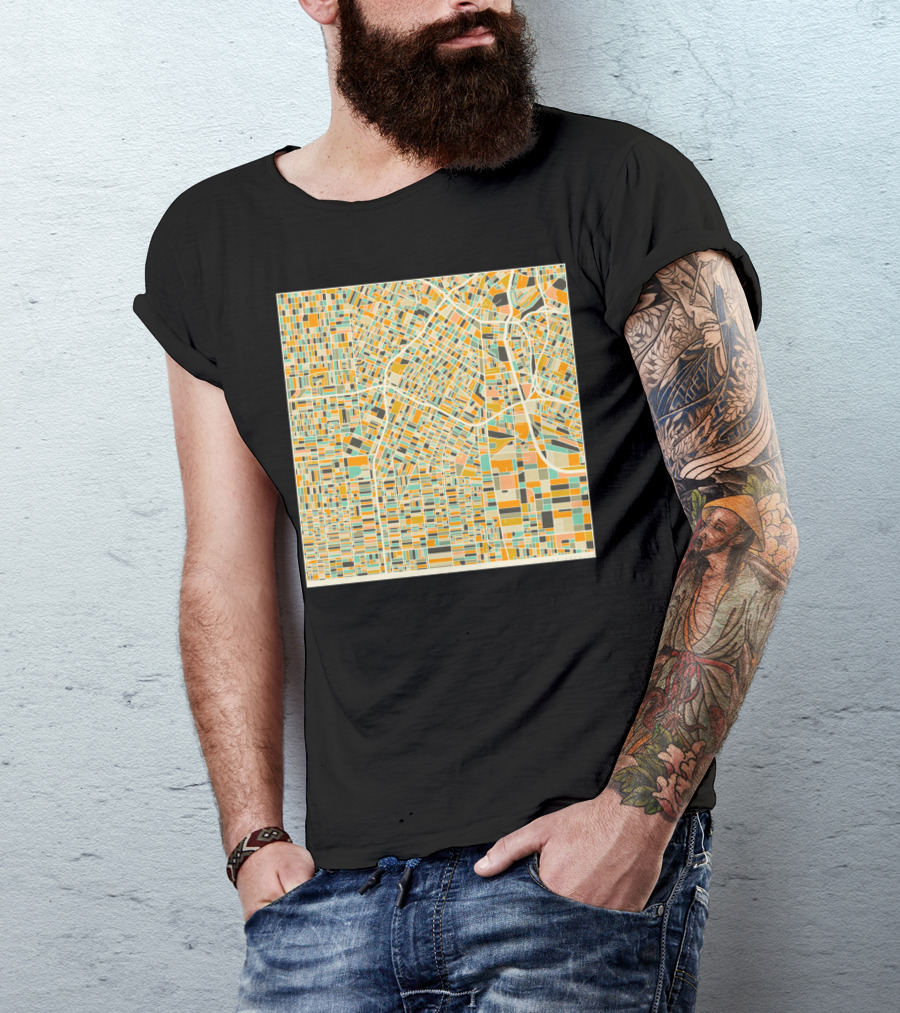 Los Angeles Abstract Geometric Map T-Shirt