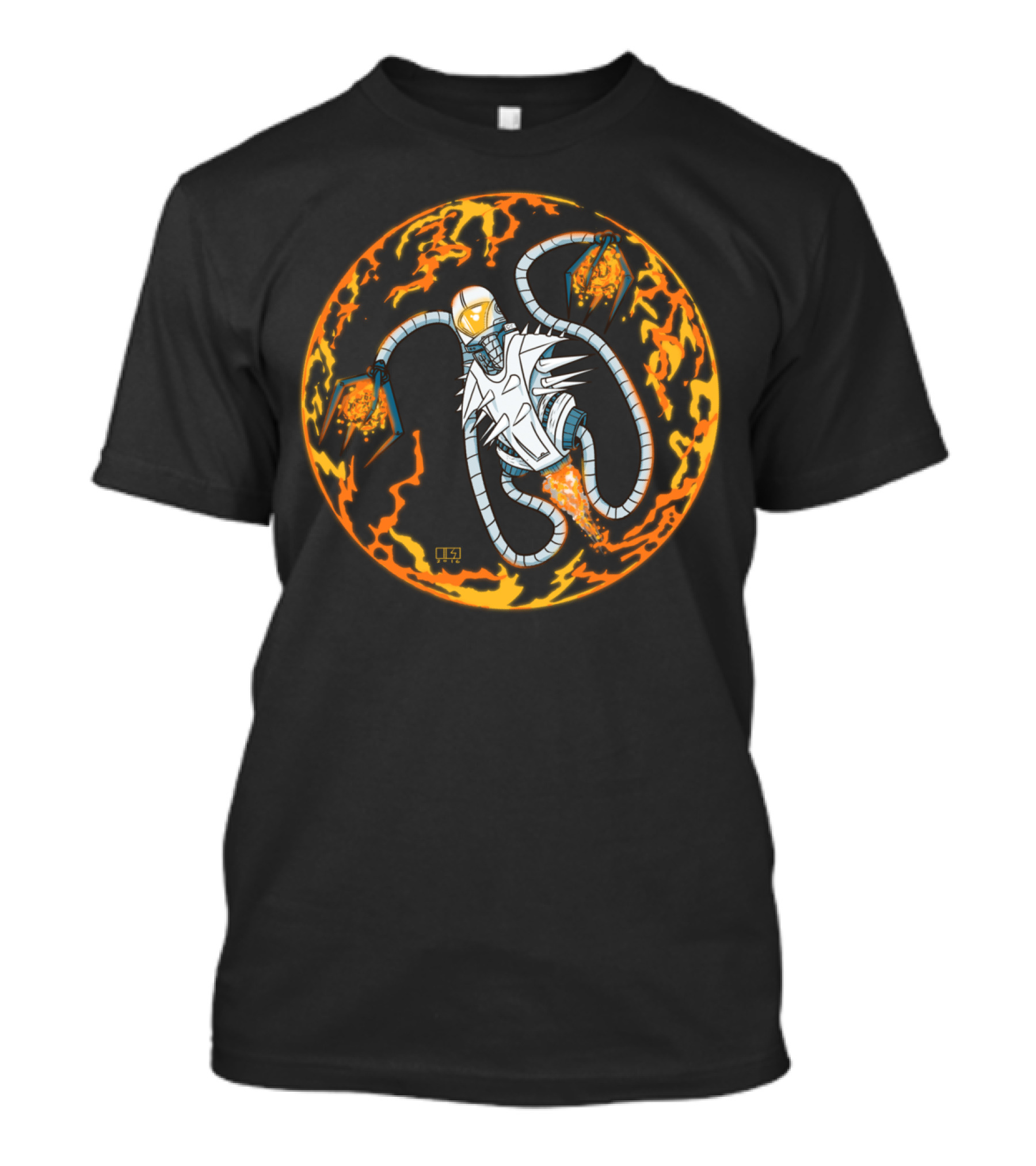 Fireball Robot In Flaming Orb T-Shirt