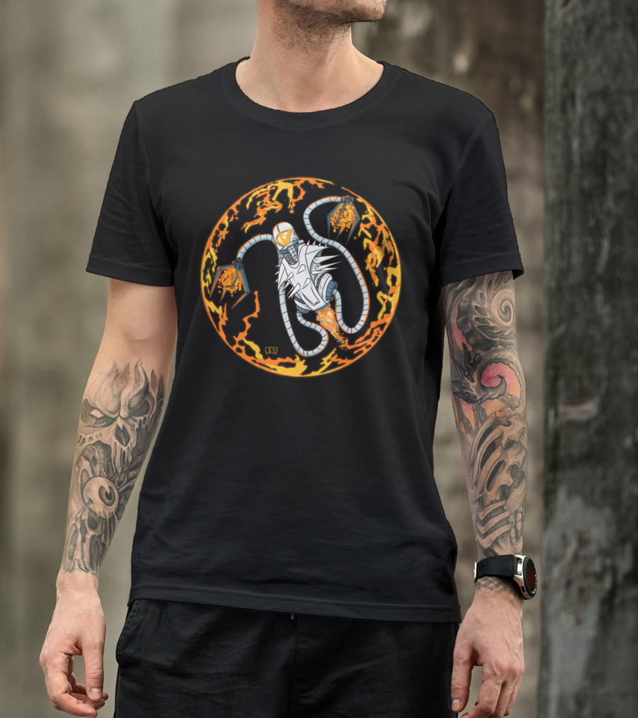 Fireball Robot In Flaming Orb T-Shirt