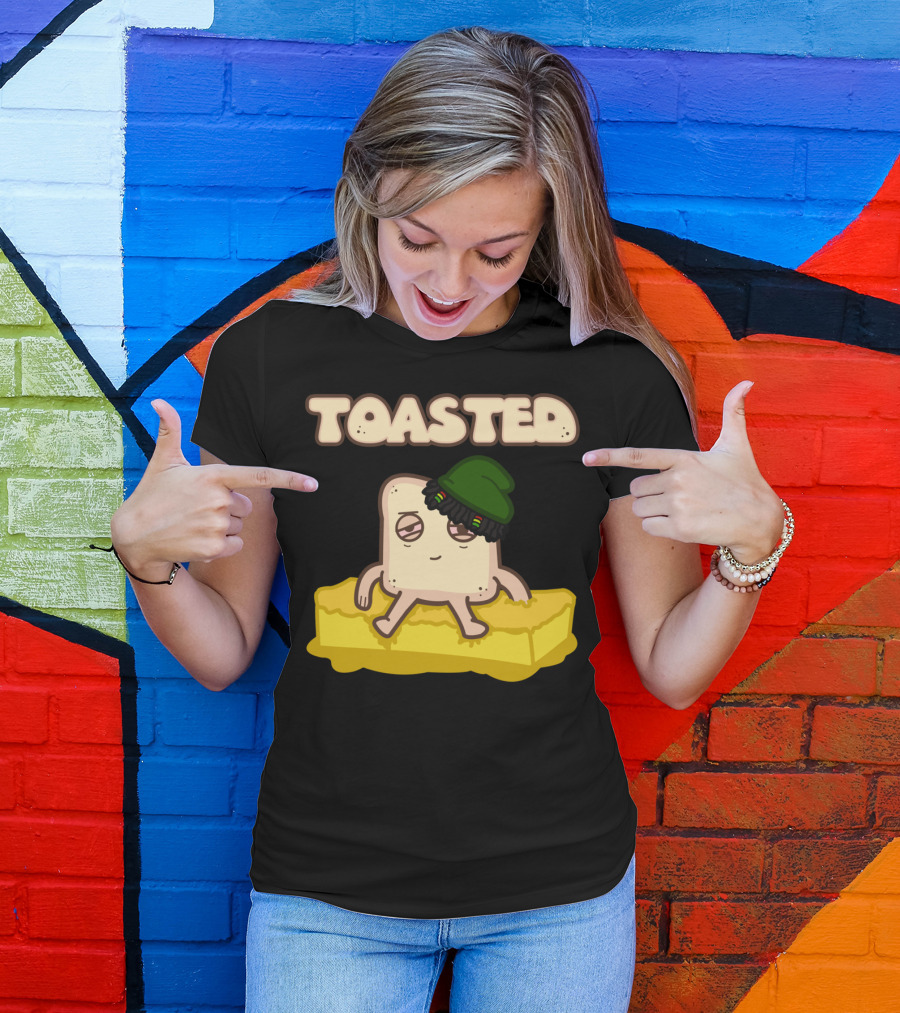 Toasted Bread Character With Dreadlocks Sitting On Butter Block T-Shirt