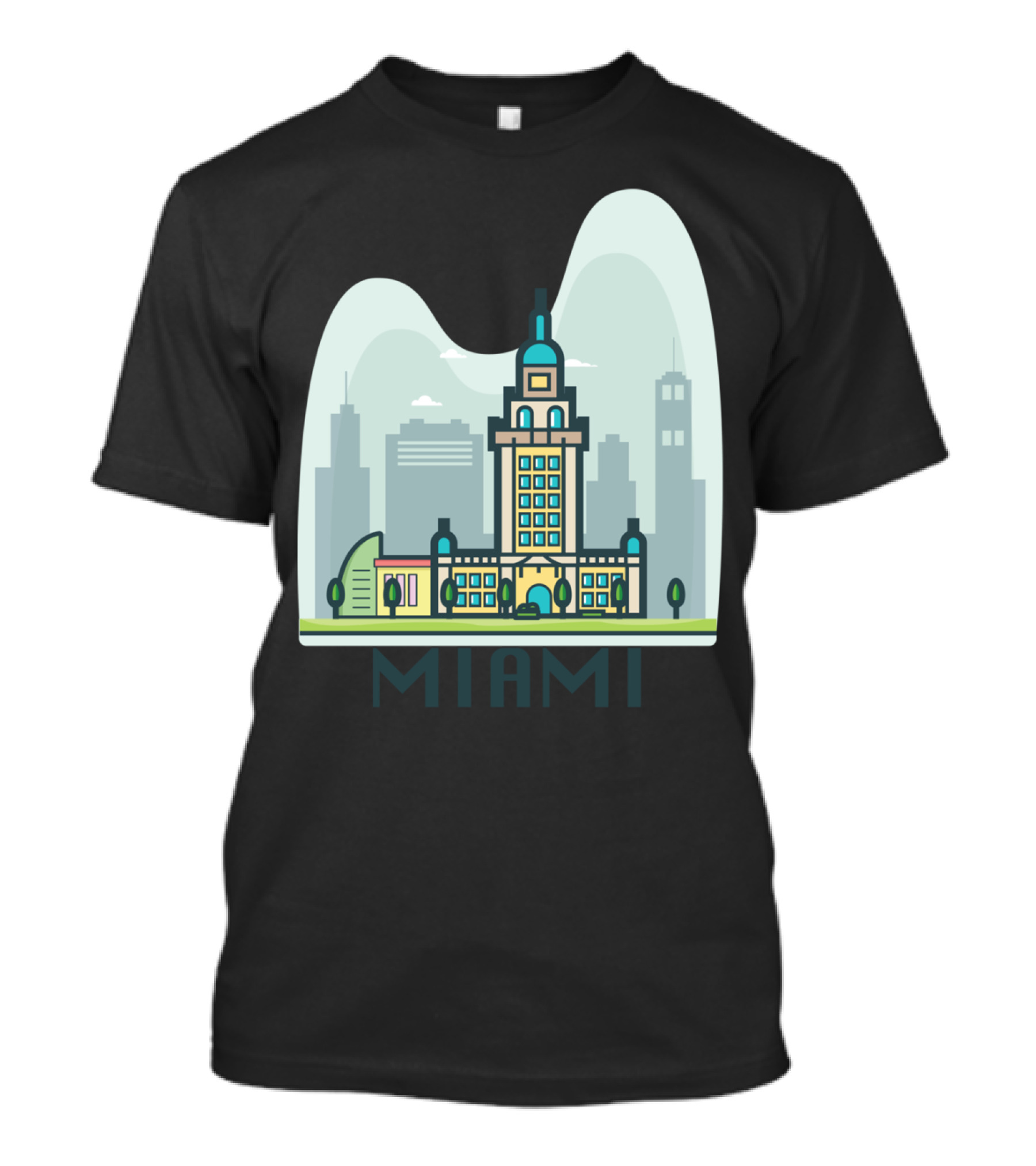 City Of Miami Skyline With Art Deco Architecture T-Shirt