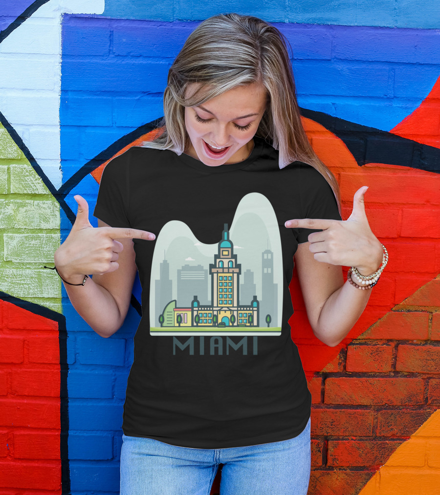 City Of Miami Skyline With Art Deco Architecture T-Shirt