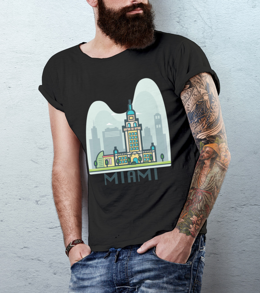 City Of Miami Skyline With Art Deco Architecture T-Shirt