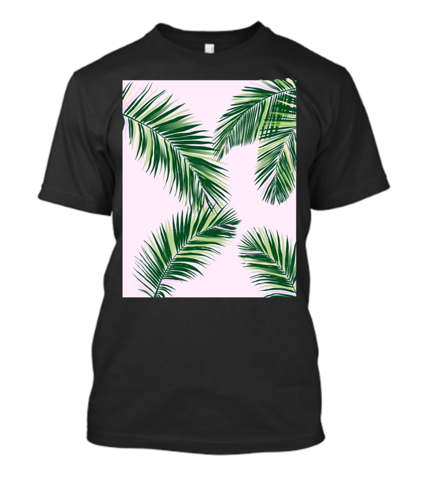 Palm Fronds Pink Background Tropical Aesthetic T-Shirt