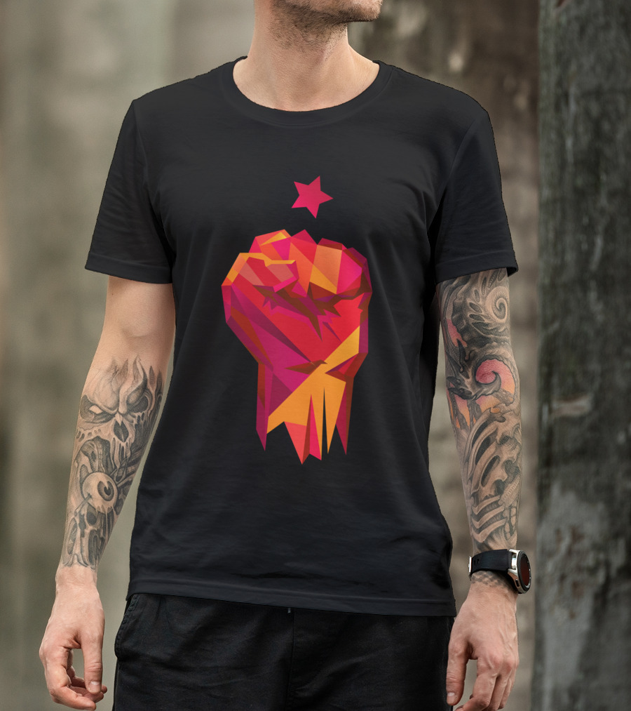 Fist Of Revolution Geometric Red Star Power T-Shirt