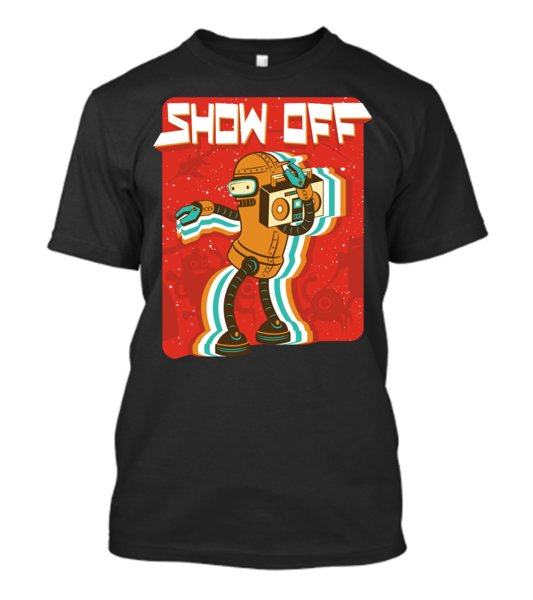 Show Off Intergalactic Robot Retro Vibes T-Shirt
