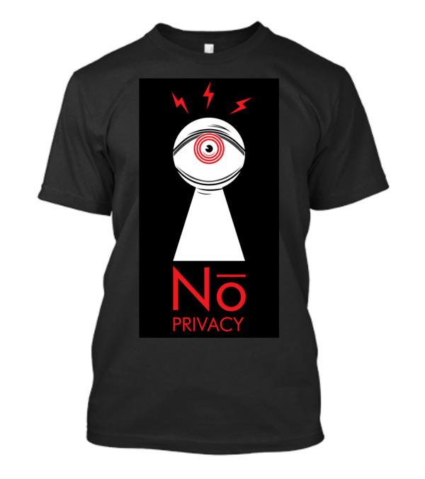 No Privacy Keyhole Eye Surveillance Symbol With Lightning Bolts T-Shirt