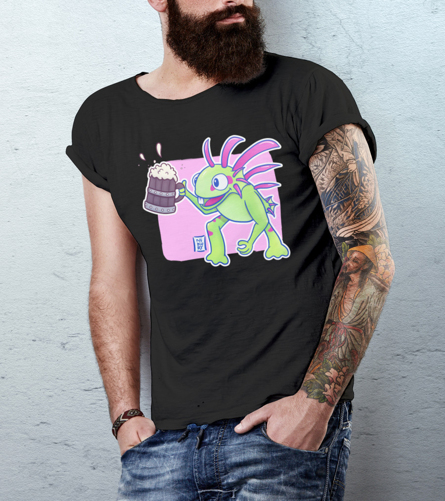 Murloc Holding Beer Mug With Frothy Drink T-Shirt