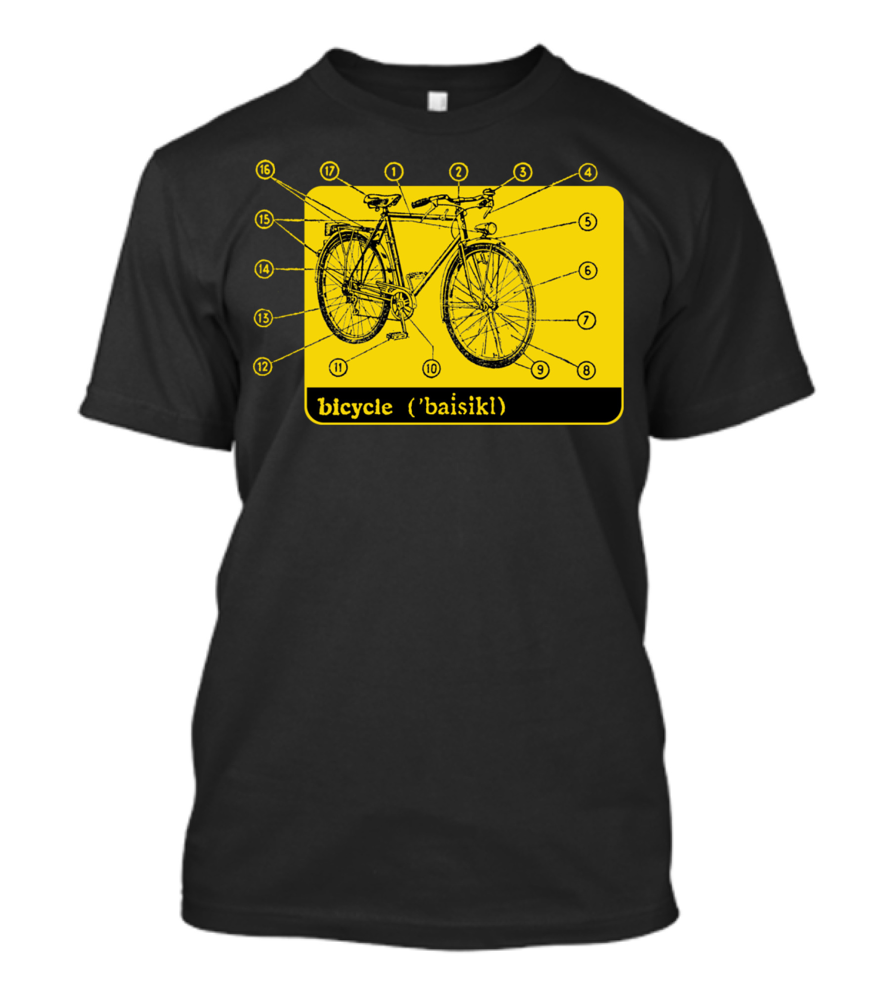Bicycle Diagram With Retro Style And Pronunciation Guide T-Shirt
