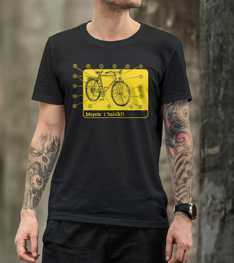 Bicycle Diagram With Retro Style And Pronunciation Guide T-Shirt
