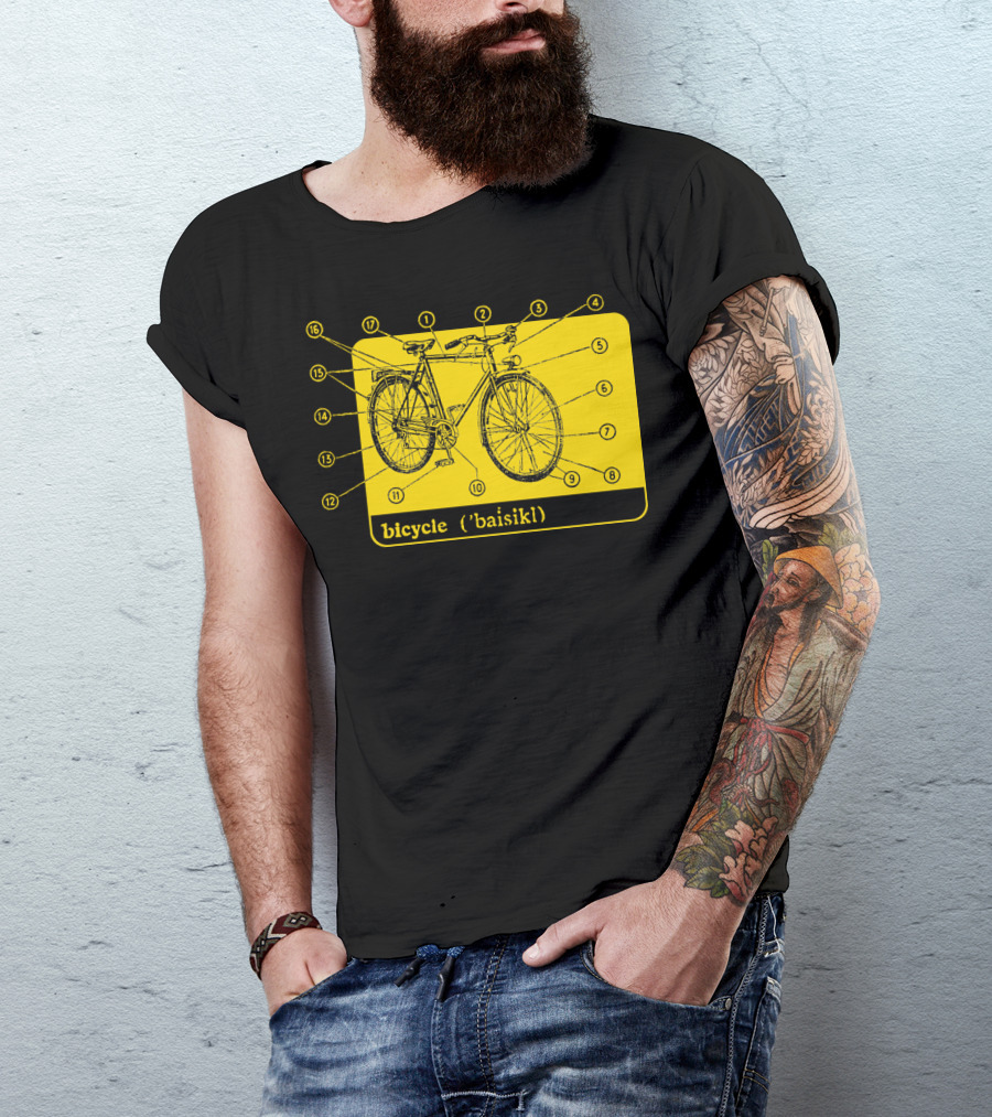 Bicycle Diagram With Retro Style And Pronunciation Guide T-Shirt