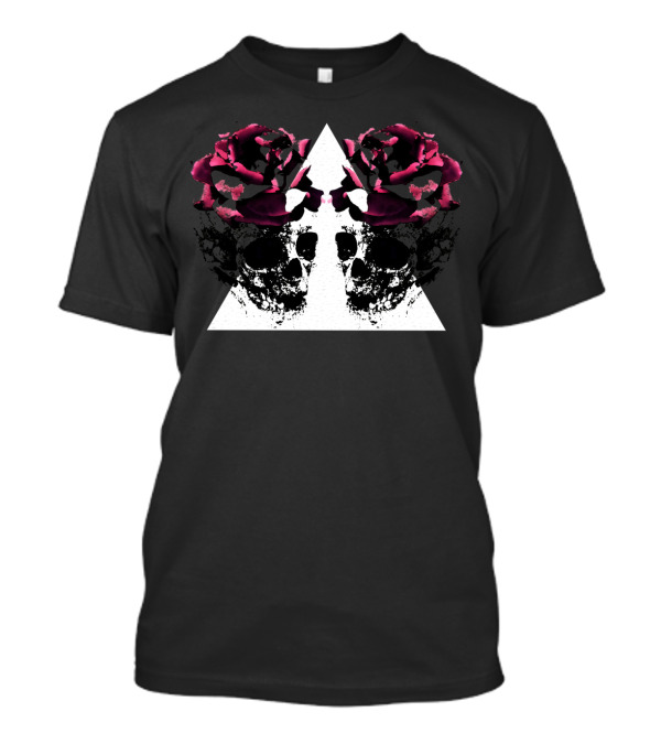 Lady Skull Mirror Roses Triangle T-Shirt