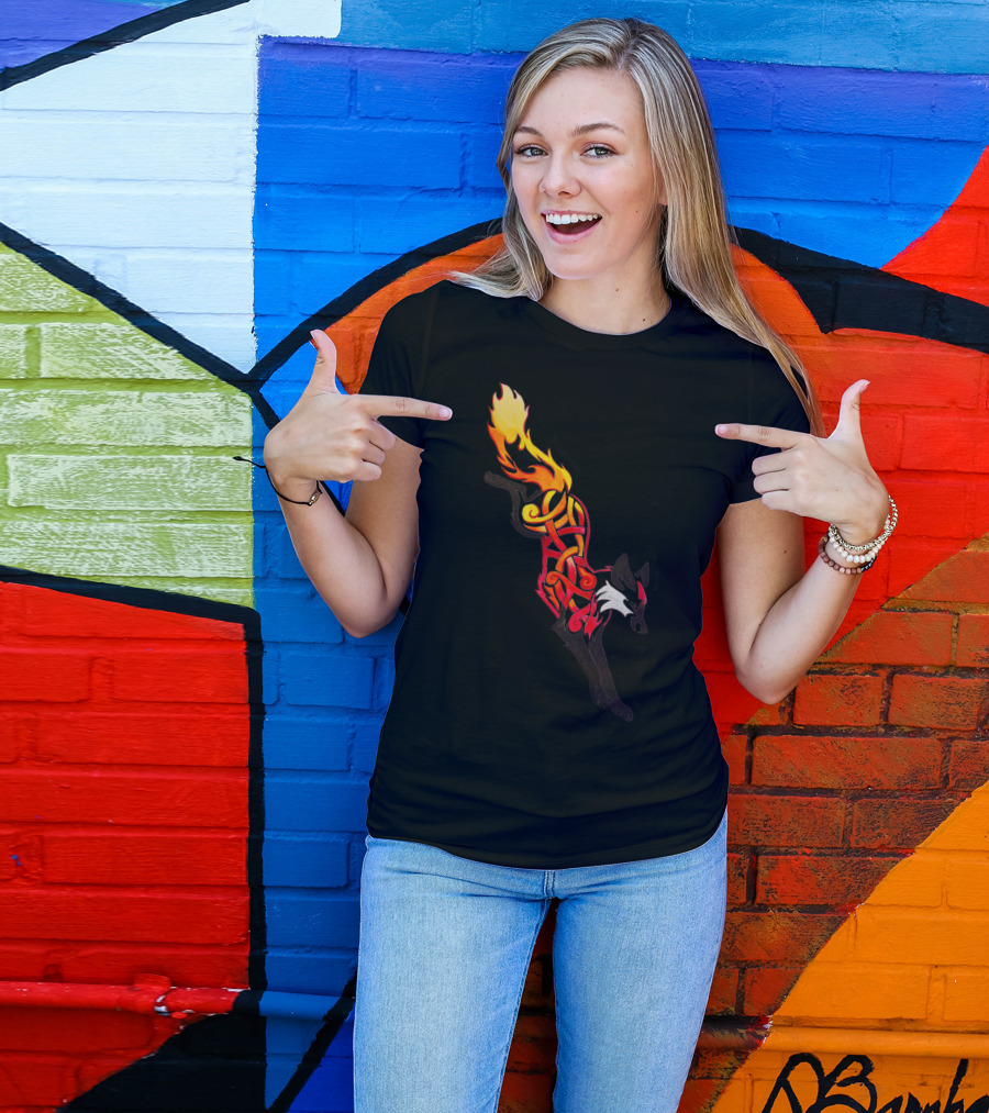 Flaming Celtic Fox Fire T-Shirt
