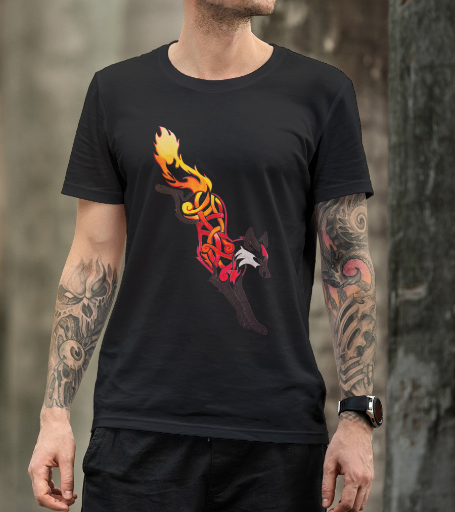 Flaming Celtic Fox Fire T-Shirt