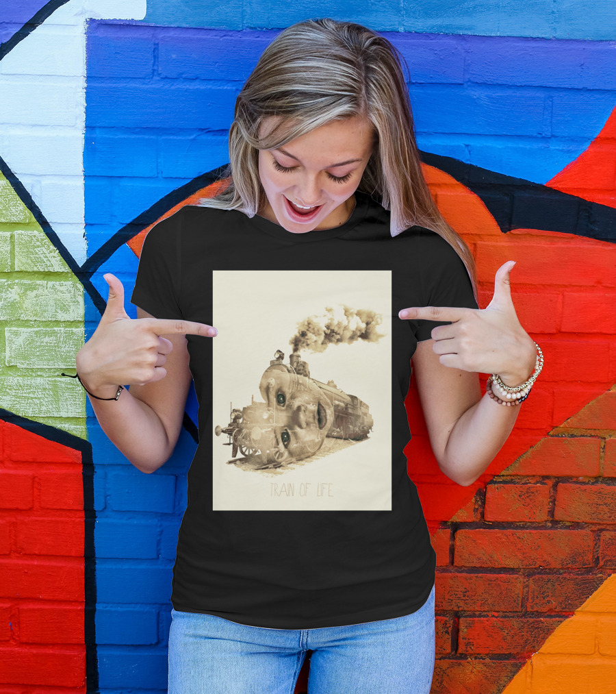 Train Of Life With Surreal Locomotive Face T-Shirt