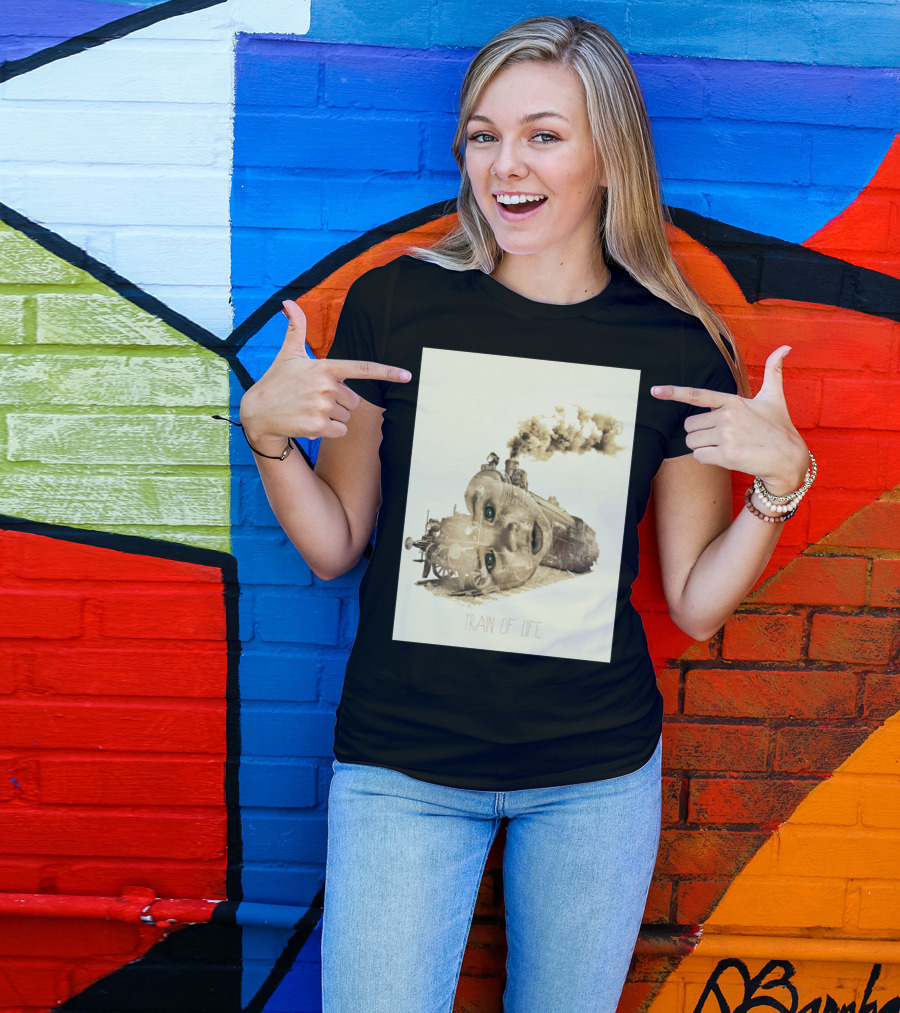 Train Of Life With Surreal Locomotive Face T-Shirt