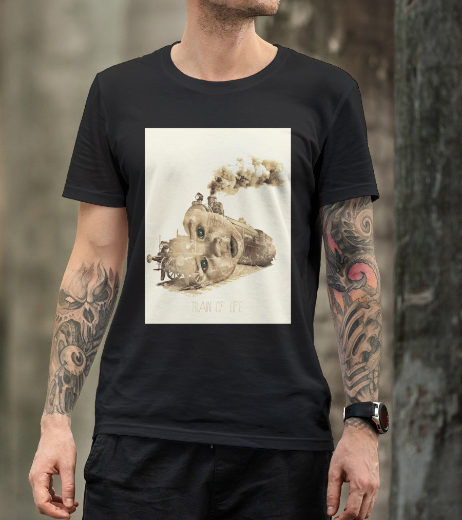 Train Of Life With Surreal Locomotive Face T-Shirt