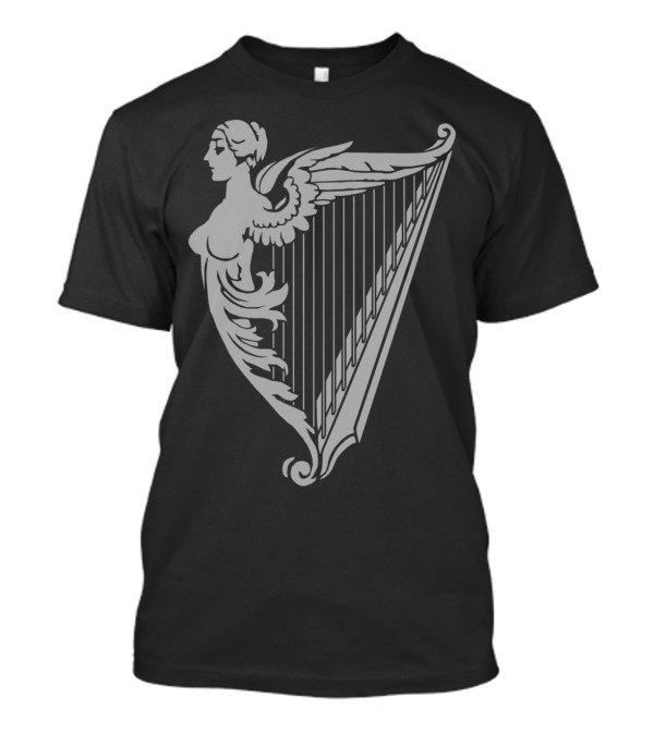 Irish Harp Heraldry White Halftone Winged Woman T-Shirt