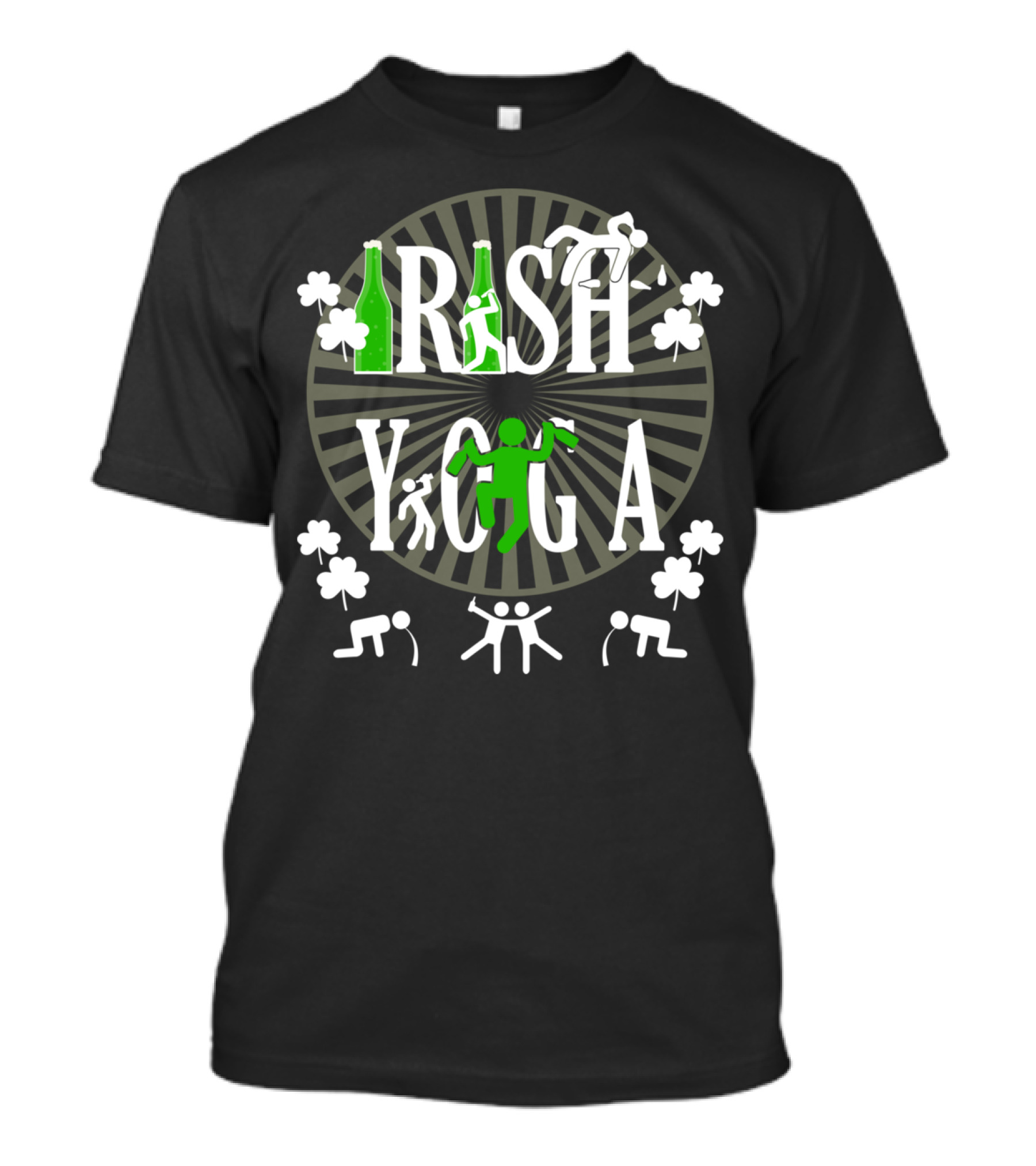 Irish Yoga Shamrock Figures And Bottles T-Shirt