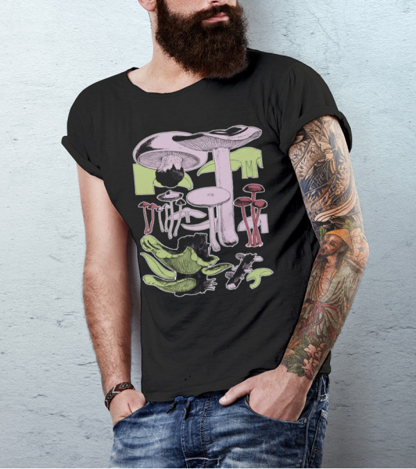 Mushroom Varieties Morel Fungi Hunt Botanical Exploration T-Shirt