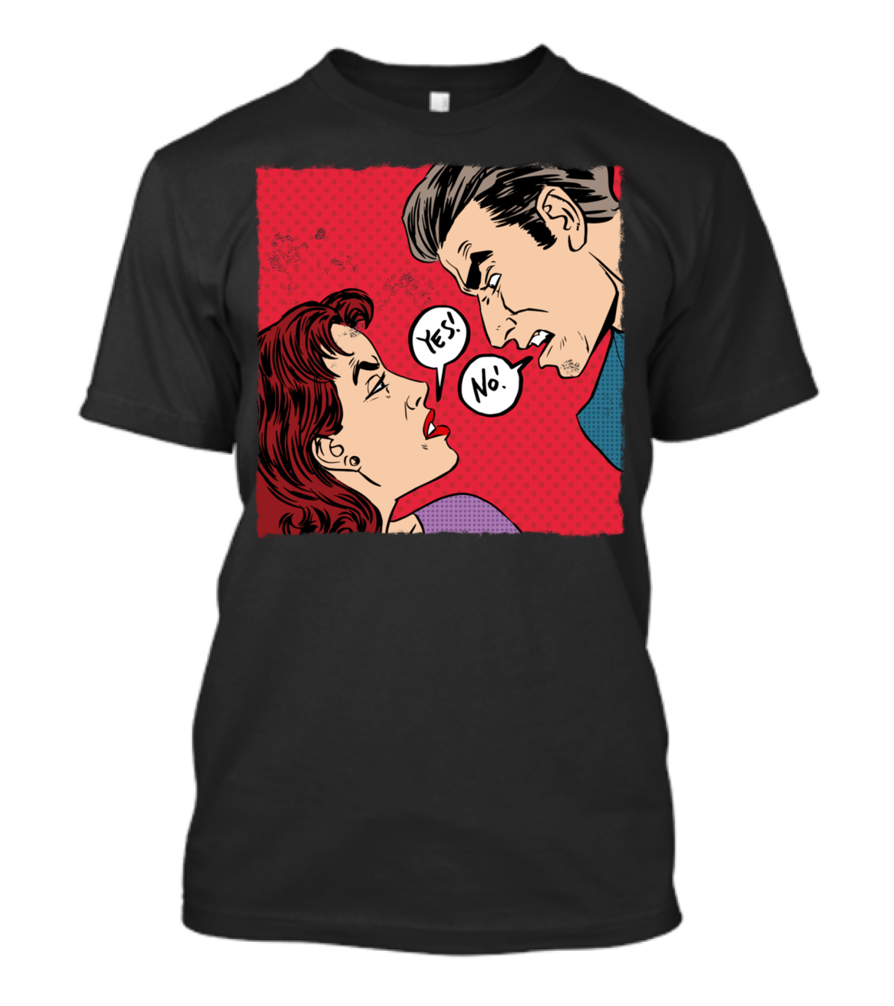 Retro Comic Pop Art Yes No Showdown T-Shirt