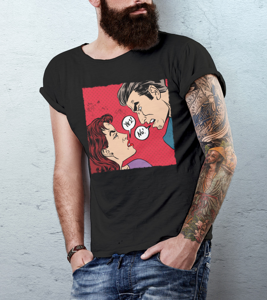 Retro Comic Pop Art Yes No Showdown T-Shirt