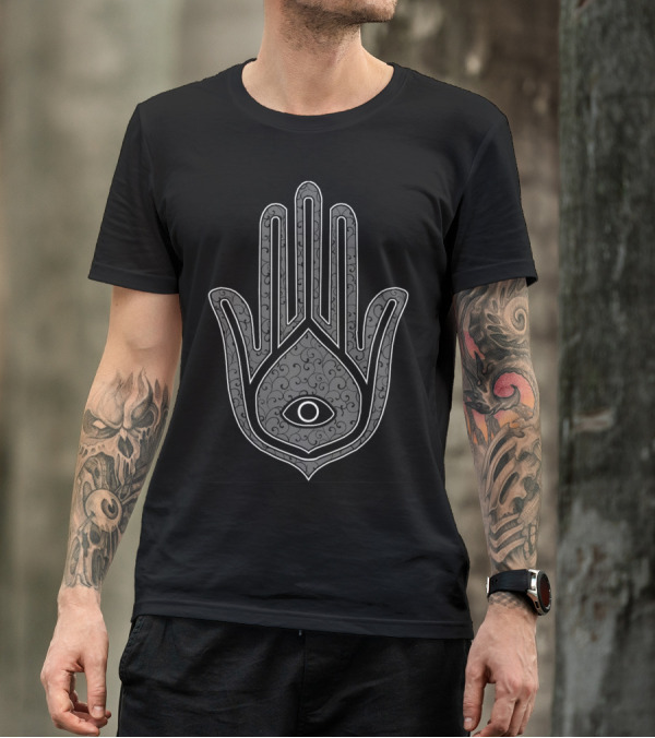 Floral Hamsa White With Intricate Patterns And Eye T-Shirt