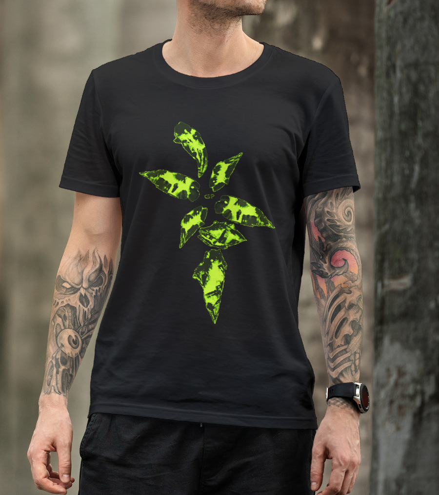 Flower Fish Leaf Pattern Green Elements T-Shirt