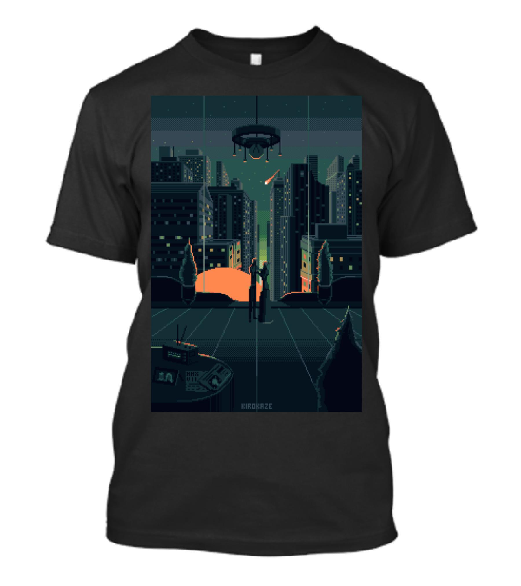 Last Dance City Skyline Pixel Art Vintage Retro T-Shirt