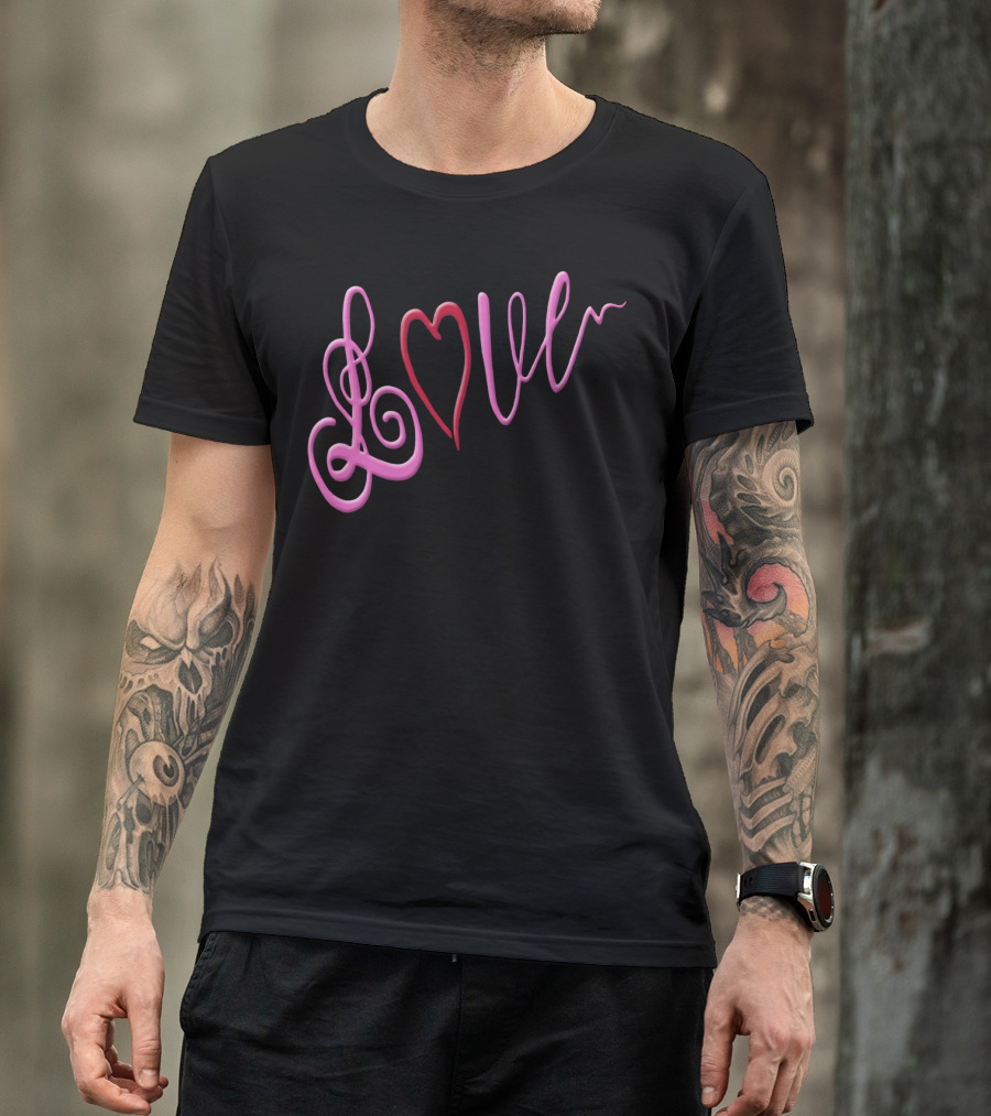 Love Heartbeat Swirl Script T-Shirt