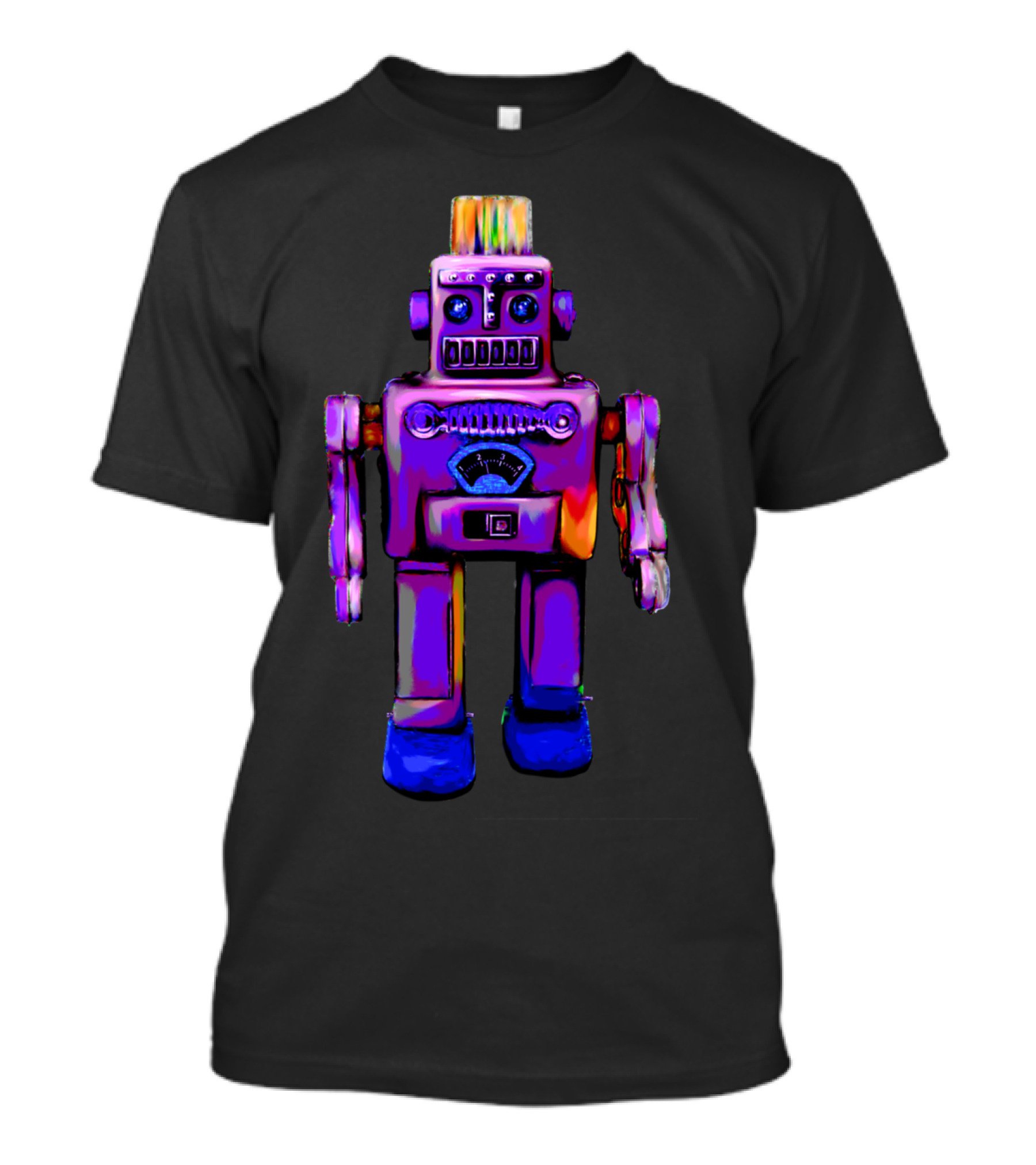 Retro Robot In Vibrant Purple Hue T-Shirt