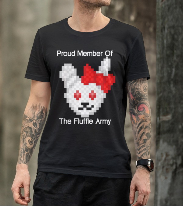 Proud Member Of The Fluffle Army Pixel Bunny Badge T-Shirt