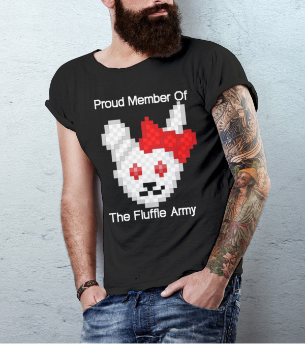 Proud Member Of The Fluffle Army Pixel Bunny Badge T-Shirt