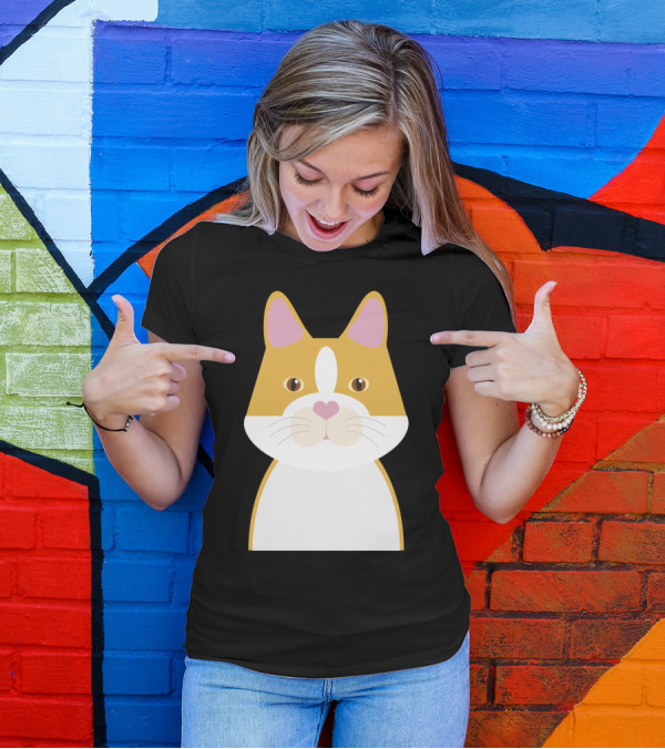 Yellow Cat With Pink Nose And Whiskers T-Shirt