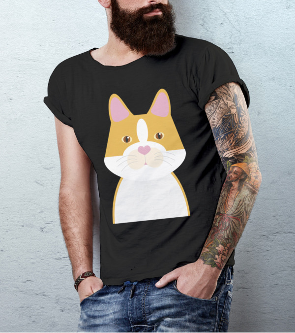 Yellow Cat With Pink Nose And Whiskers T-Shirt
