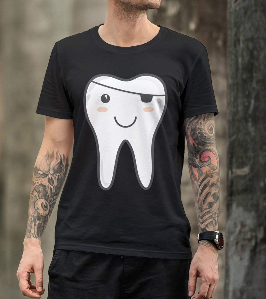 Dental Tooth With Pirate Patch And Smile T-Shirt
