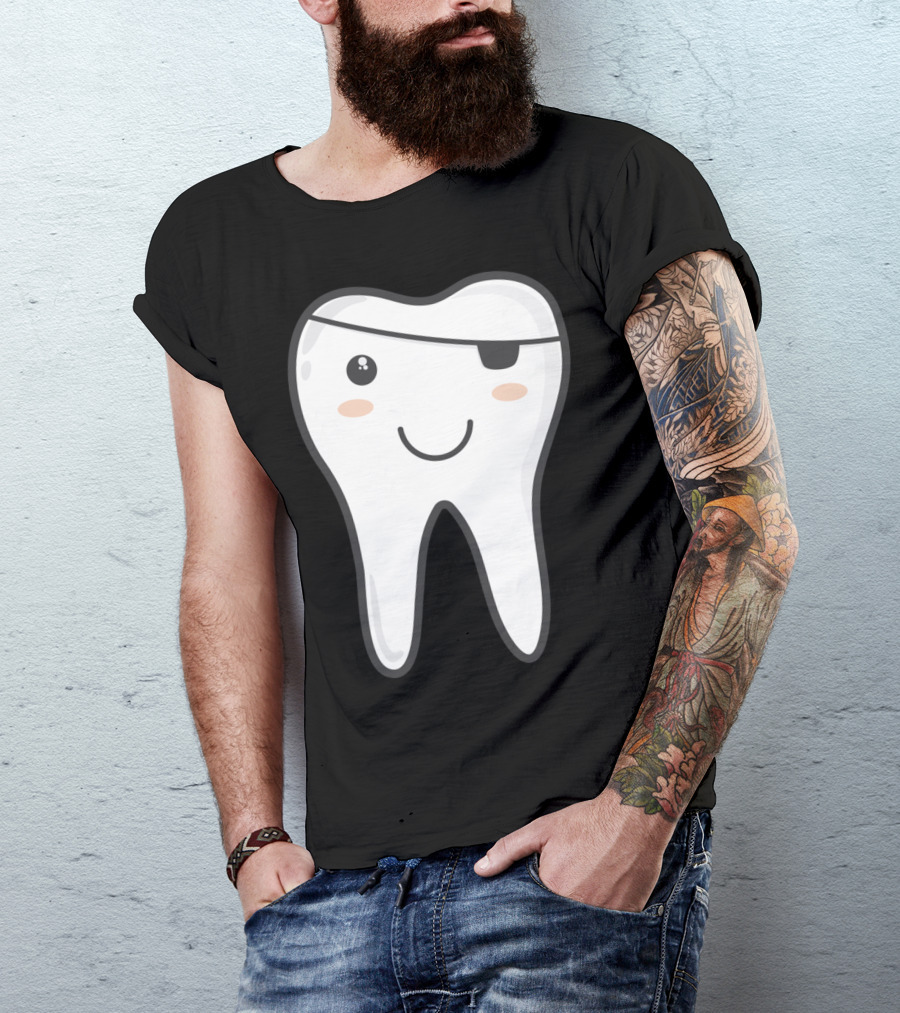 Dental Tooth With Pirate Patch And Smile T-Shirt