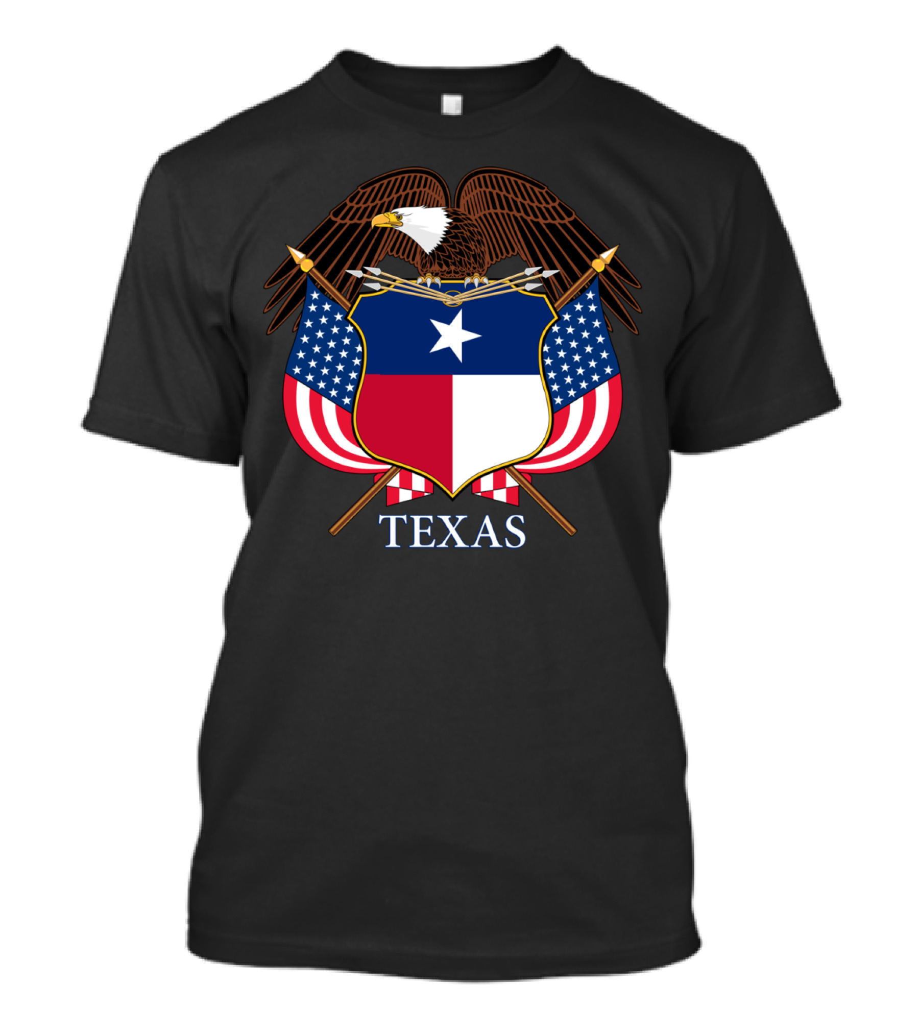 Texas Bald Eagle Emblem With American Flags And Star Badge T-Shirt